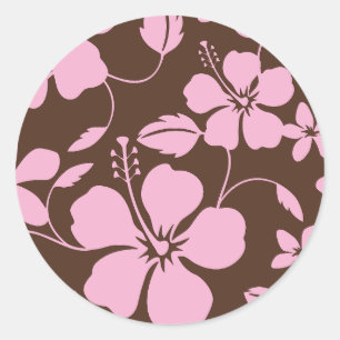 ADESIVO REDONDO HULA HAVAIANA (HIBÍSCO) MARROM/ROSA