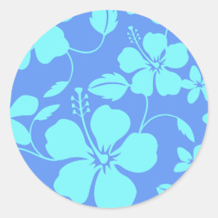 ADESIVO REDONDO HULA HAVAIANA (HIBÍSCO) PERVINCA/TEAL
