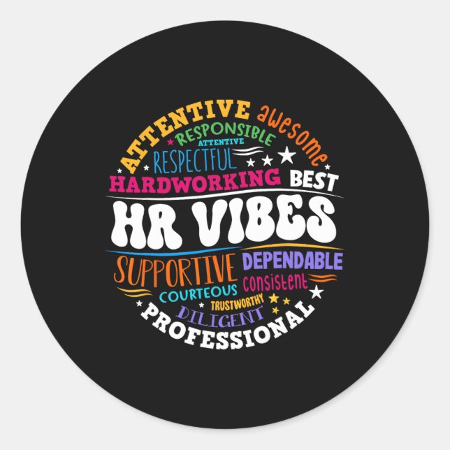 Adesivo Redondo Human Resources Hr Vibes Analyst Employee Apprecia (Frente)