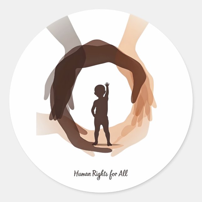Adesivo Redondo Human Rights for All – Minimal Diversity Circle De (Frente)