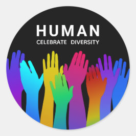 Adesivo Redondo Humano | Uma Raça | Celebrar a diversidade