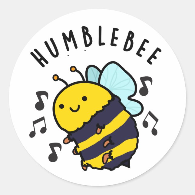 Adesivo Redondo Humble Bee Engraçado Bumblebee Pun (Frente)