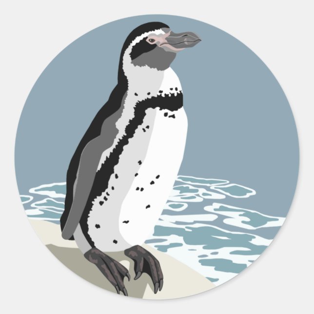 Adesivo Redondo Humboldt Penguin Stickers (Frente)