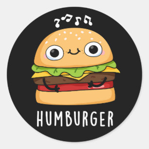 Adesivo Redondo Humburger Funny Humming Burger Pun Dark BG
