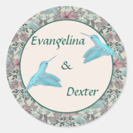 Adesivo Redondo Humming bird & Hibiscus - wedding sticker