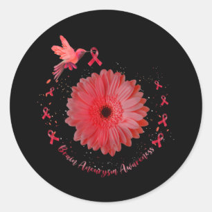 Adesivo Redondo Hummingbird Burgundy Cérebro Sunflower Aneurysm Aw