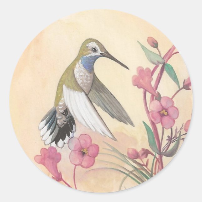 Adesivo Redondo Hummingbird com Throated Azul (Frente)