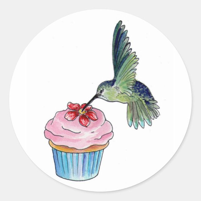Adesivo Redondo Hummingbird Cupcake Love (Frente)