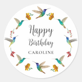 Adesivo Redondo Hummingbird Custom Birthday Sticker