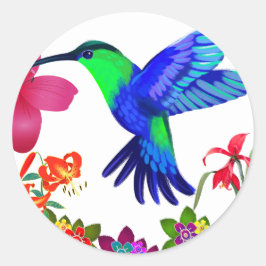 Adesivo Redondo Hummingbird em meio à beleza da natureza,Asas Sere