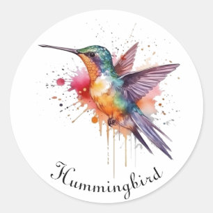 Adesivo Redondo Hummingbird exótico e colorido personalizável