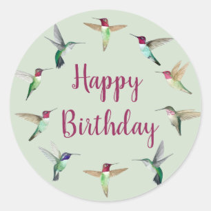Adesivo Redondo Hummingbird Happy Birthday ClassRound Sticker