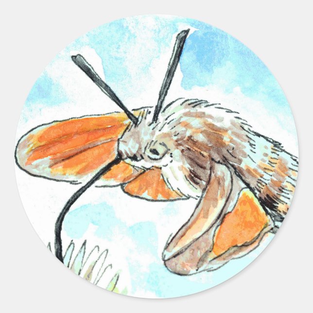 Adesivo Redondo Hummingbird Hawk Moth Painting (Frente)