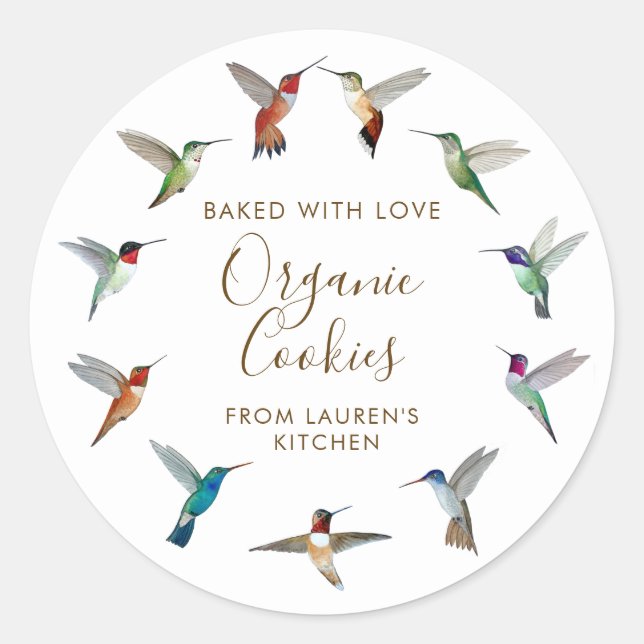 Adesivo Redondo Hummingbird Home-made Goods (Frente)