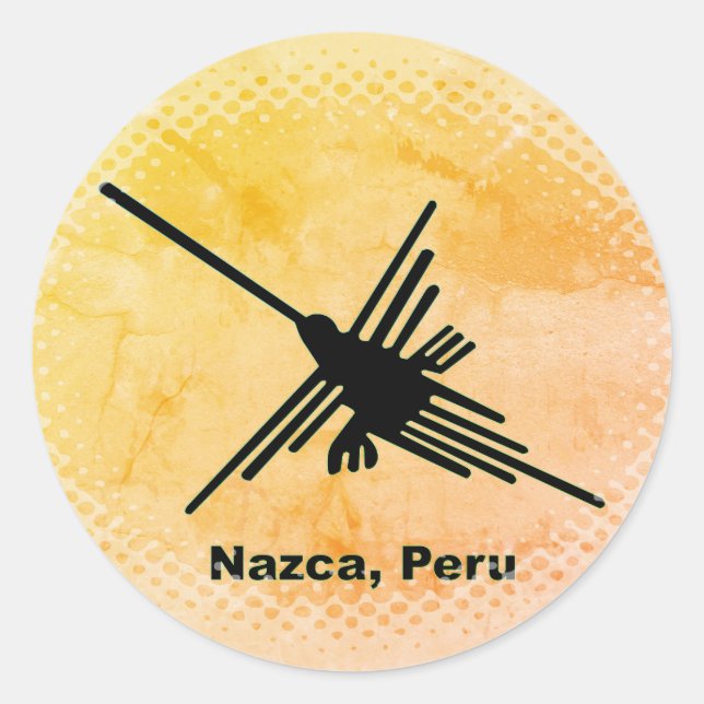 Adesivo Redondo Hummingbird Nazca Geoglyph, Peru (Frente)