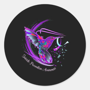 Adesivo Redondo Hummingbird Roxo Azul Fita Suicídio