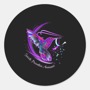 Adesivo Redondo Hummingbird Roxo Azul Fita Suicídio