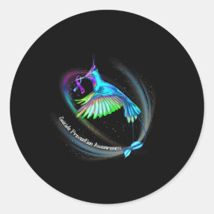 Adesivo Redondo Hummingbird Roxo Azul Fita Suicídio