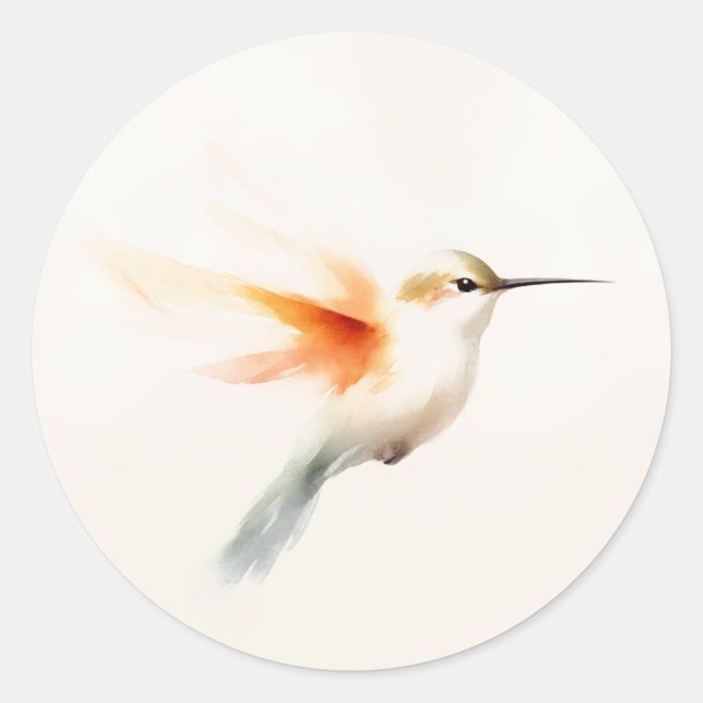 Adesivo Redondo Hummingbird Watercolor (Frente)
