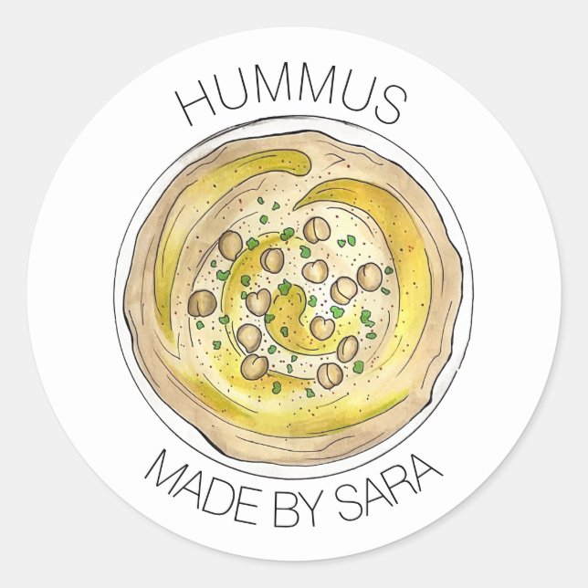 Adesivo Redondo Hummus Houmous Dip Homemade Da Cozinha De (Frente)