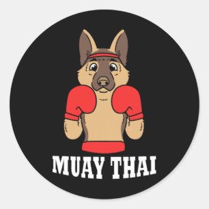 Adesivo Redondo Humor Animal Boxe Tailandesa Cachorro Engraçado Mu
