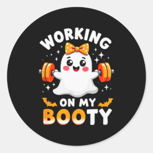 Adesivo Redondo Humor Boo Trabalhando Em Meu Bumbum Academia Fitne