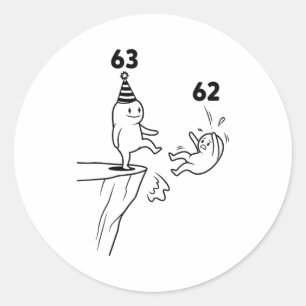 Adesivo Redondo Humor de Aniversário de Crianças 63 Anos 63º Festa