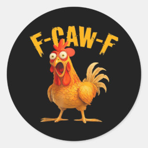 Adesivo Redondo Humor de Corvo F-Caw-F Gótico Engraçado Retro Lega