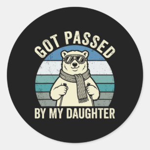 Adesivo Redondo Humor de Esqui de Urso Polar Foi Pedido Por Minha