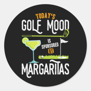 Adesivo Redondo Humor de Golfe de Hoje Bola de Golfe Com Margarita