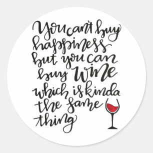 Adesivo Redondo Humor de Vinho com Tipografia Gira
