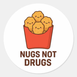 Adesivo Redondo Humor Divertido de Nugget de Frango, Nugs Não São