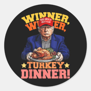 Adesivo Redondo Humor Engraçado Vencedor do Trump Janta Turquia