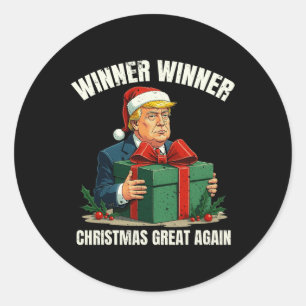 Adesivo Redondo Humor Engraçado Xmas Trump Vencedor do Natal Ganha