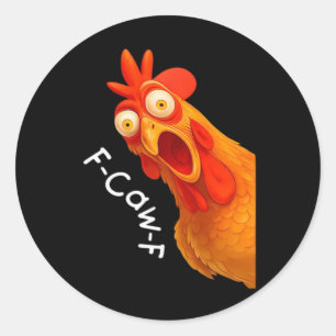 Adesivo Redondo Humor Gótico Design Engraçado de Corvo F Caw F