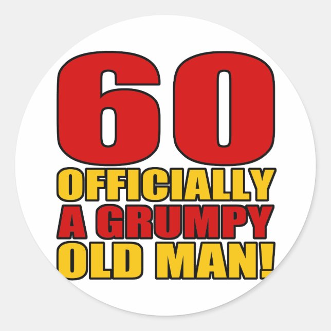 Adesivo Redondo Humor Grumpy 60º Aniversário (Frente)