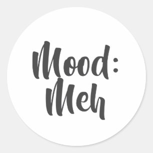 Adesivo Redondo Humor Minimalista: Meh