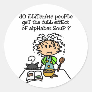 Adesivo Redondo Humor Pessoas analfabeto