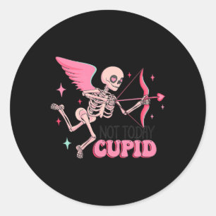 Adesivo Redondo Humor Skeleton Cupid Roupa Hoje Não C