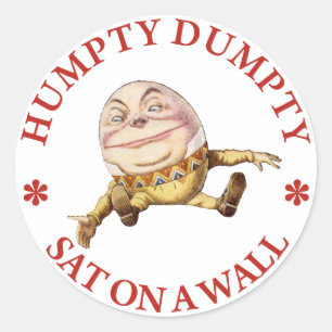 ADESIVO REDONDO HUMPTY DUMPTY SÁBIO NUMA PAREDE - RIME DE ENFERME