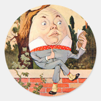 Adesivo Redondo Humpty Dumpty Sat em um Muro em Wonderland