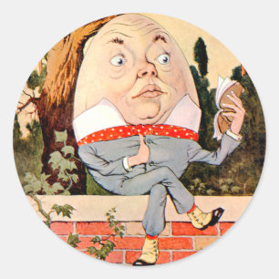Adesivo Redondo Humpty Dumpty Sat em um Muro em Wonderland