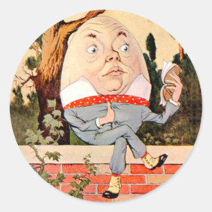 Adesivo Redondo Humpty Dumpty Sat em uma parede no país das
