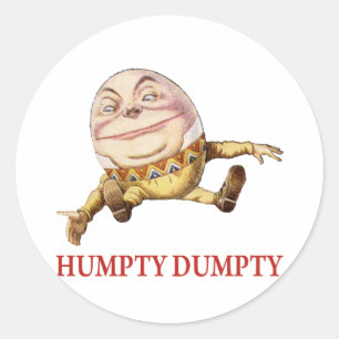 ADESIVO REDONDO HUMPTY DUMPTY SAT EM UMA PAREDE - RIMA DE BERÇÁR