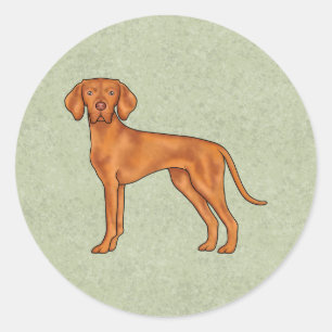 Adesivo Redondo Húngaro Vizsla Pointer Cão Desenho Verde