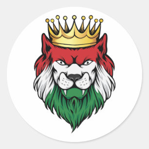 Adesivo Redondo Hungria Lion King Flag