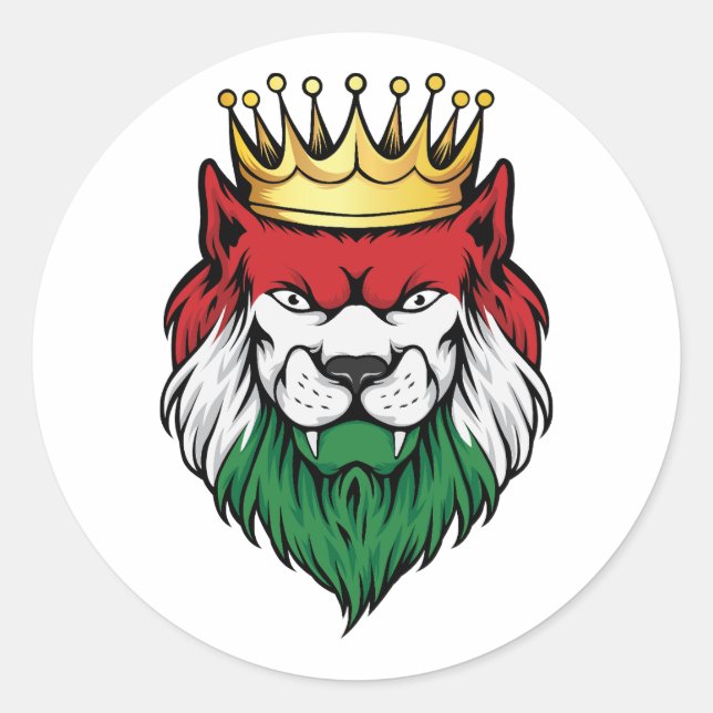 Adesivo Redondo Hungria Lion King Flag (Frente)