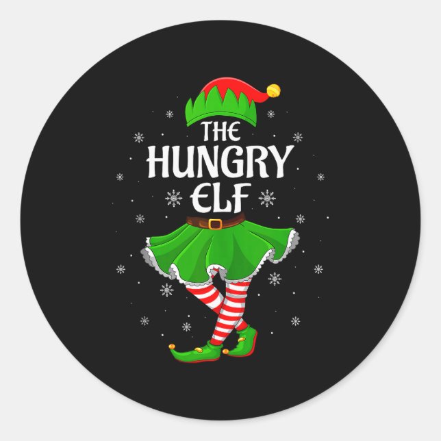 Adesivo Redondo Hungry Elf Christmas Family Girls Women Elf Squad  (Frente)