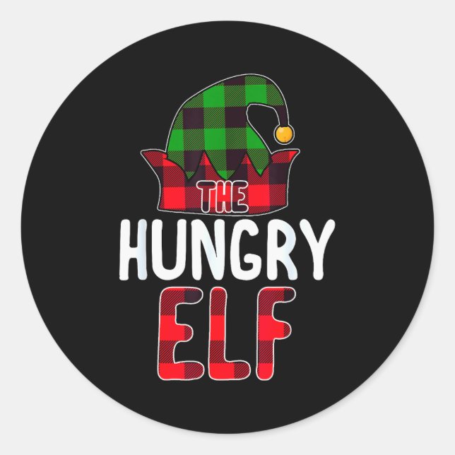 Adesivo Redondo Hungry Elf Matching Family Group Christmas Party P (Frente)