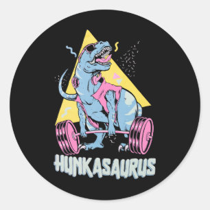 Adesivo Redondo Hunkasaurus T Rex Dinossauro Engraçado Ginásio e T